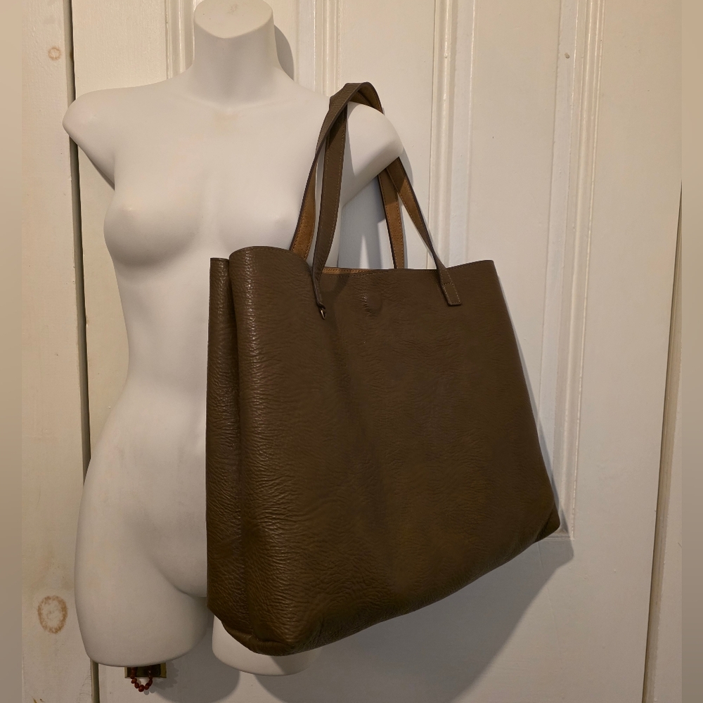 free people reversible brown / tan faux leather Tote Bag